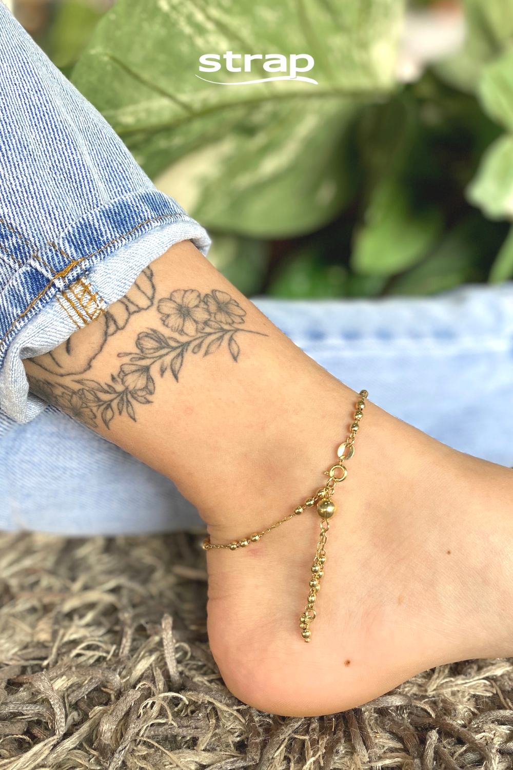 TORNOZELEIRA DE BOLAS FOLHEADA A OURO 1K