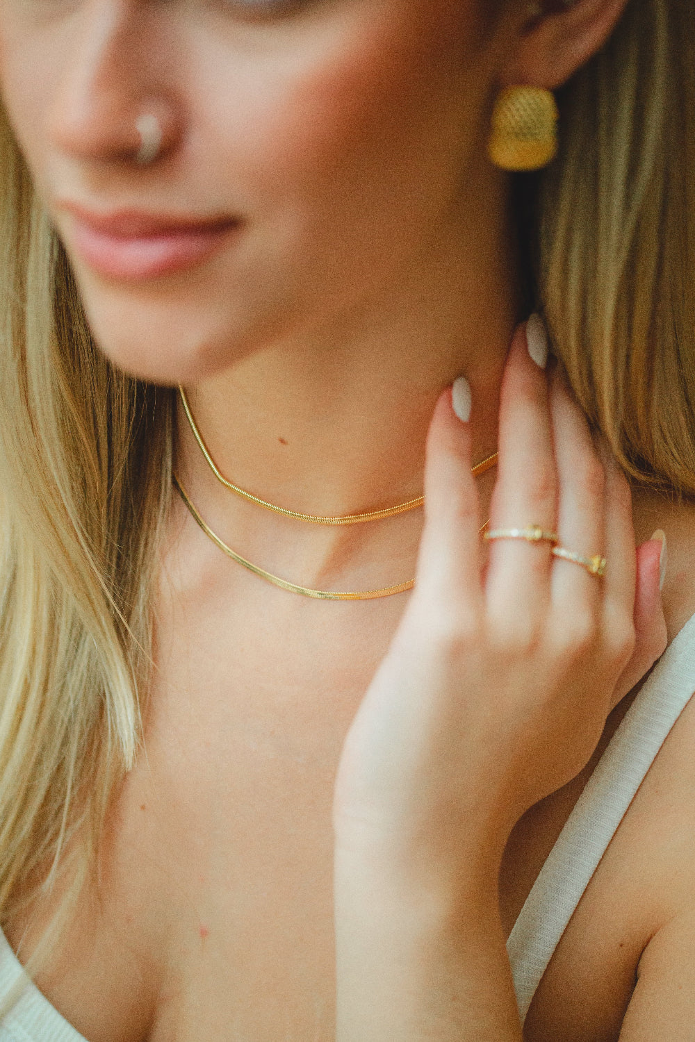 COLAR CHOKER DUPLA MALHA FITA E FIO ALEMAO FOLHEADO A OURO 18K