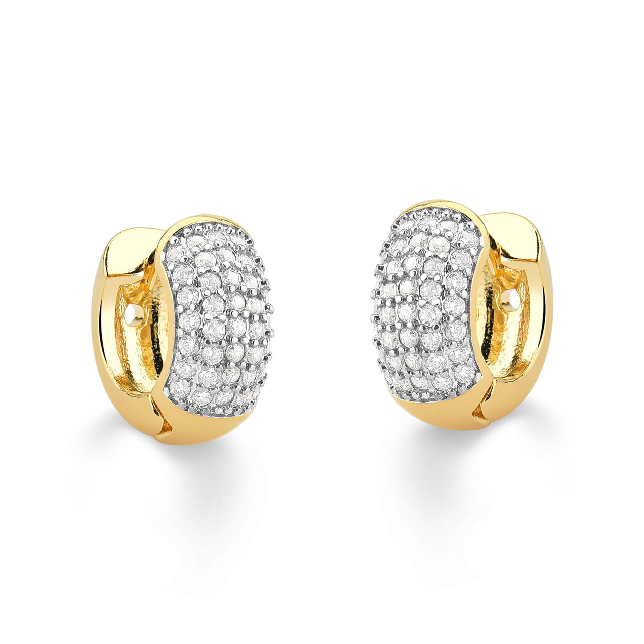 BRINCO DE ARGOLA CLASSICA PEQUENA CRAVEJADA DE ZIRCONIA FOLHEADA A OURO 18K