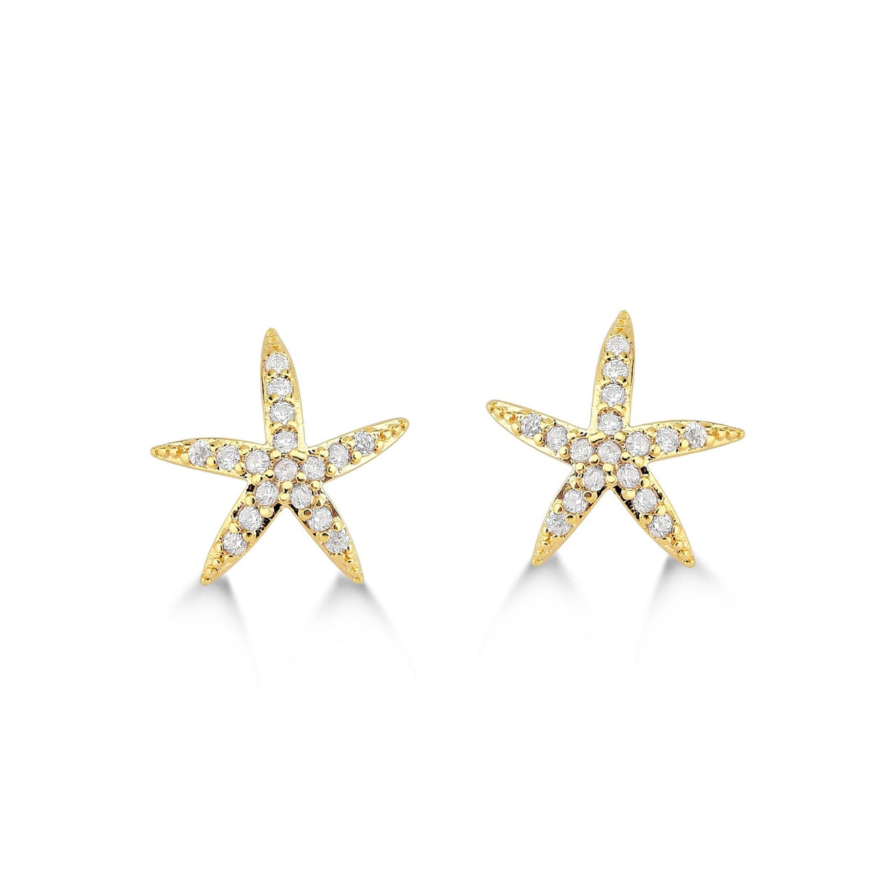 BRINCO DE ESTRELA DO MAR CRAVEJADA DE ZIRCONIAS FOLHEADO A OURO 18K