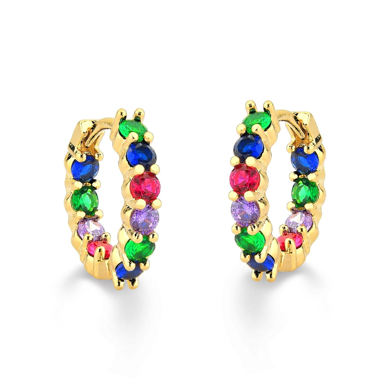 BRINCO DE ARGOLA GRANDE COM ZIRCONIAS INTERNAS E EXTERNAS FOLHEADO A OURO 18K