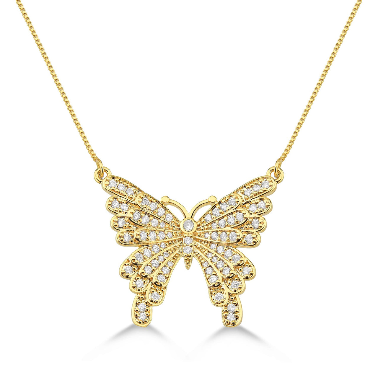 COLAR BORBOLETA CRAVEJADA CRISTAL FOLHEADA A OURO 18K