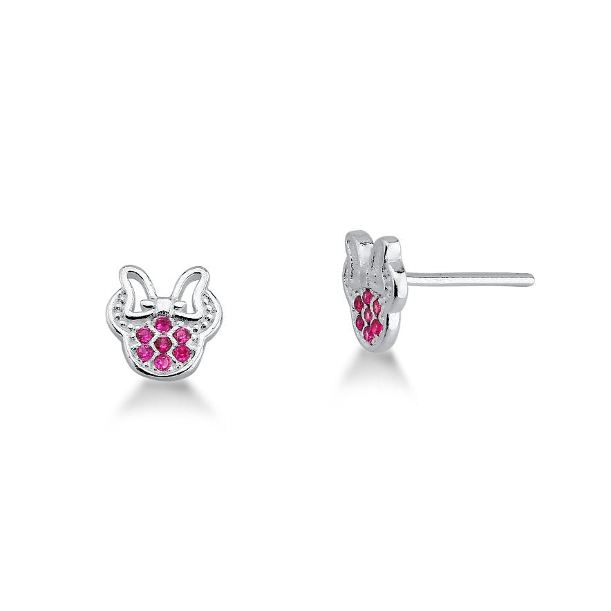 BRINCO DE PRATA MINNIE COM ZIRCONIAS ROSA STILL