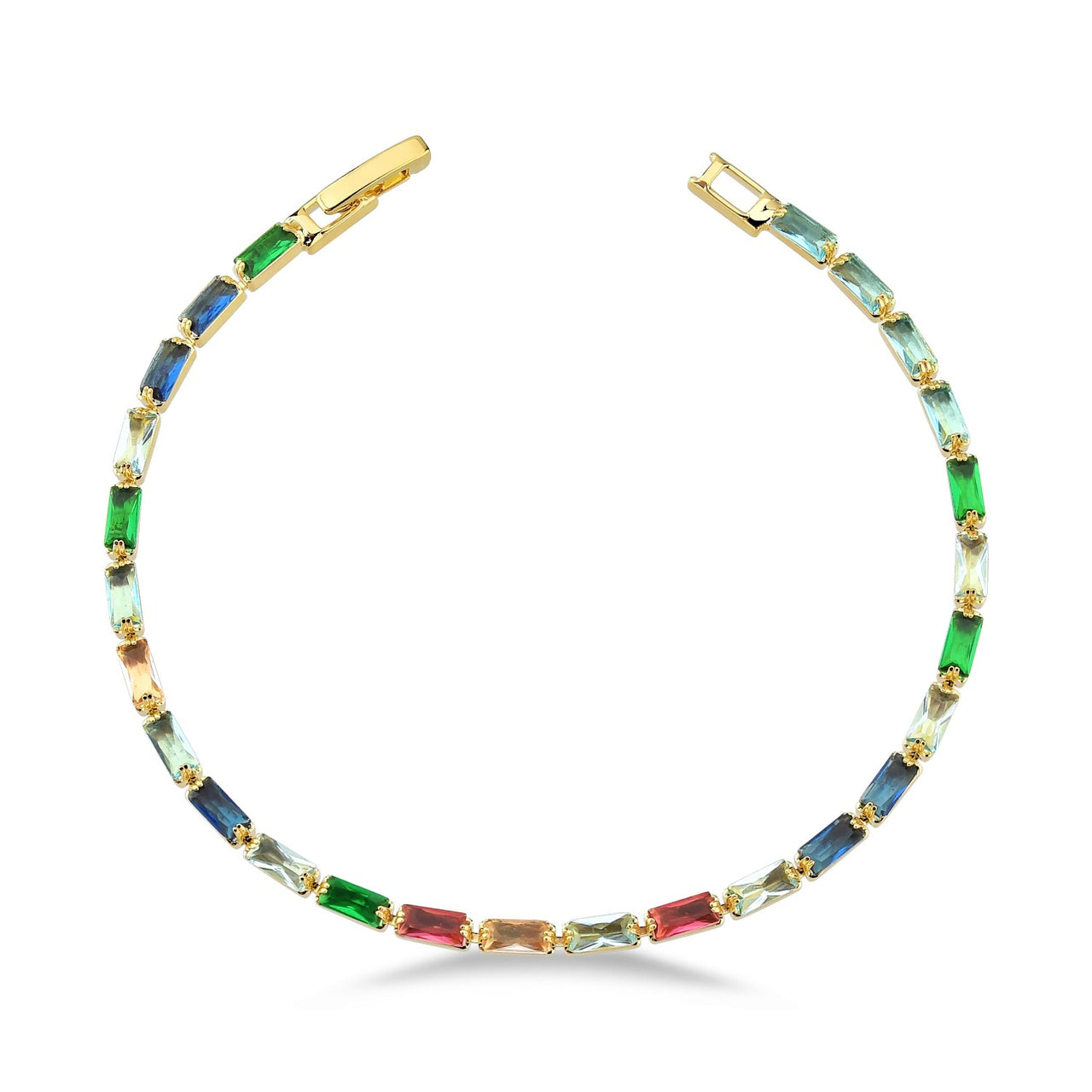 PULSEIRA RIVIERA COLORIDA FOLHEADA A OURO 18K