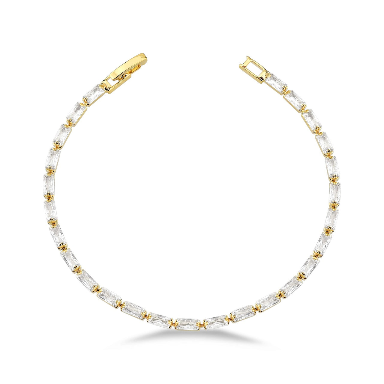 PULSEIRA RIVIERA CRISTAL FOLHEADA A OURO 18K