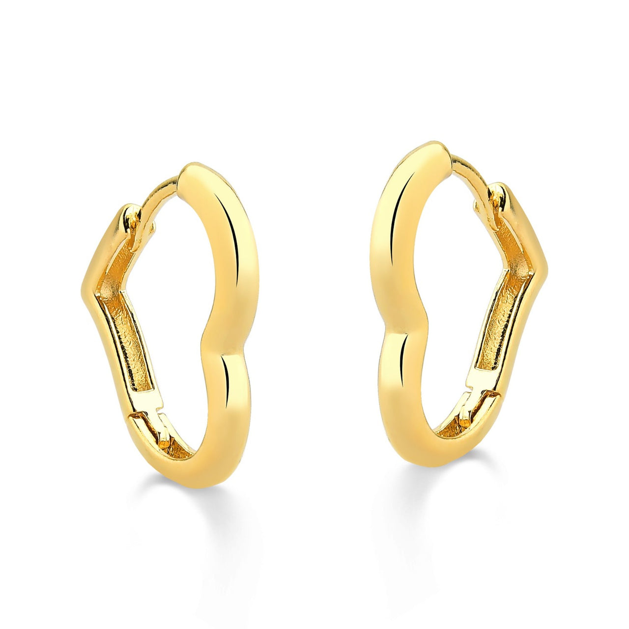 BRINCO DE ARGOLA DE CORAÇÃO GRANDE LISO FOLHEADO A OURO 18K