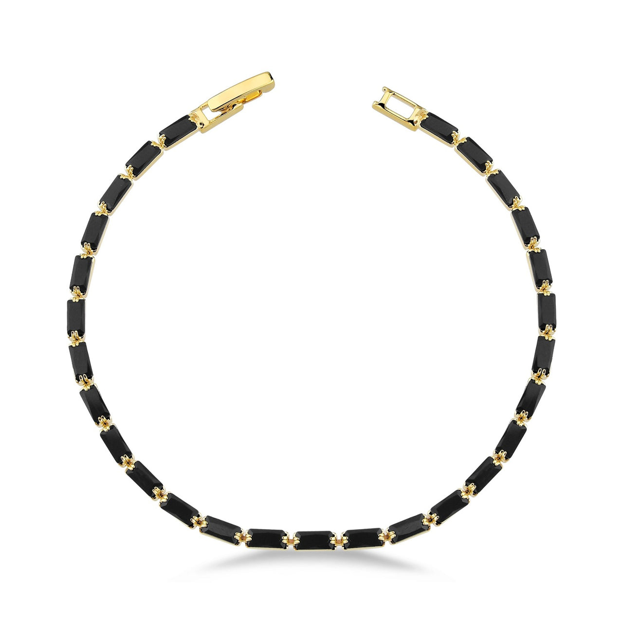 PULSEIRA RIVIERA PRETA FOLHEADA A OURO 18K