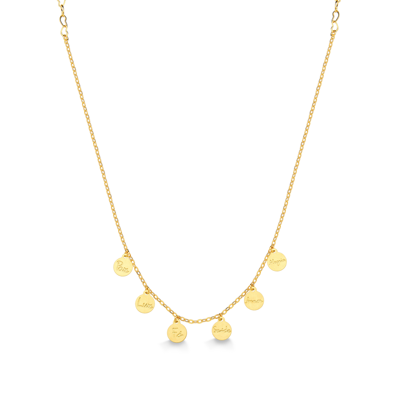 COLAR CHOKER PAZ LUZ FE SAÚDE AMOR E ALEGRIA FOLHEADO A OURO 18K