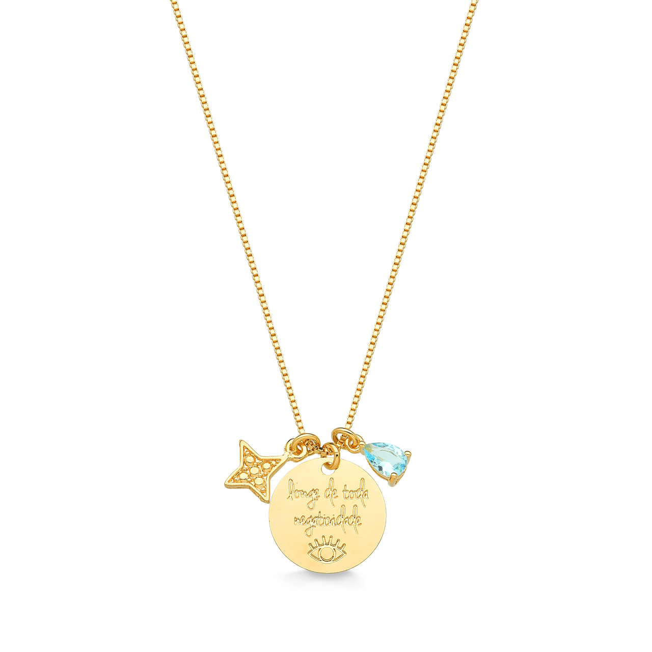 COLAR LONGE DE TODA NEGATIVIDADE FOLHEADO A OURO 18K