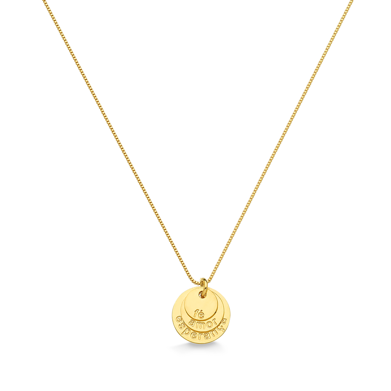 COLAR FE AMOR E ESPERANÇA FOLHEADO A OURO 18K
