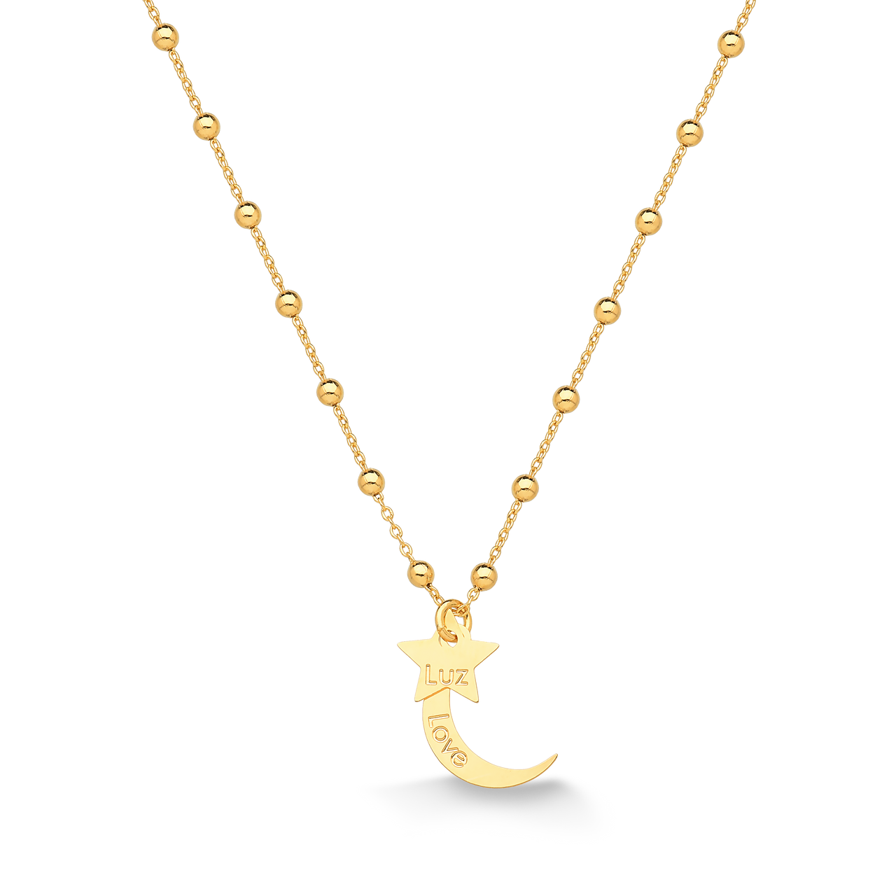 COLAR ESTRELA E LUA FOLHEADO A OURO 18K