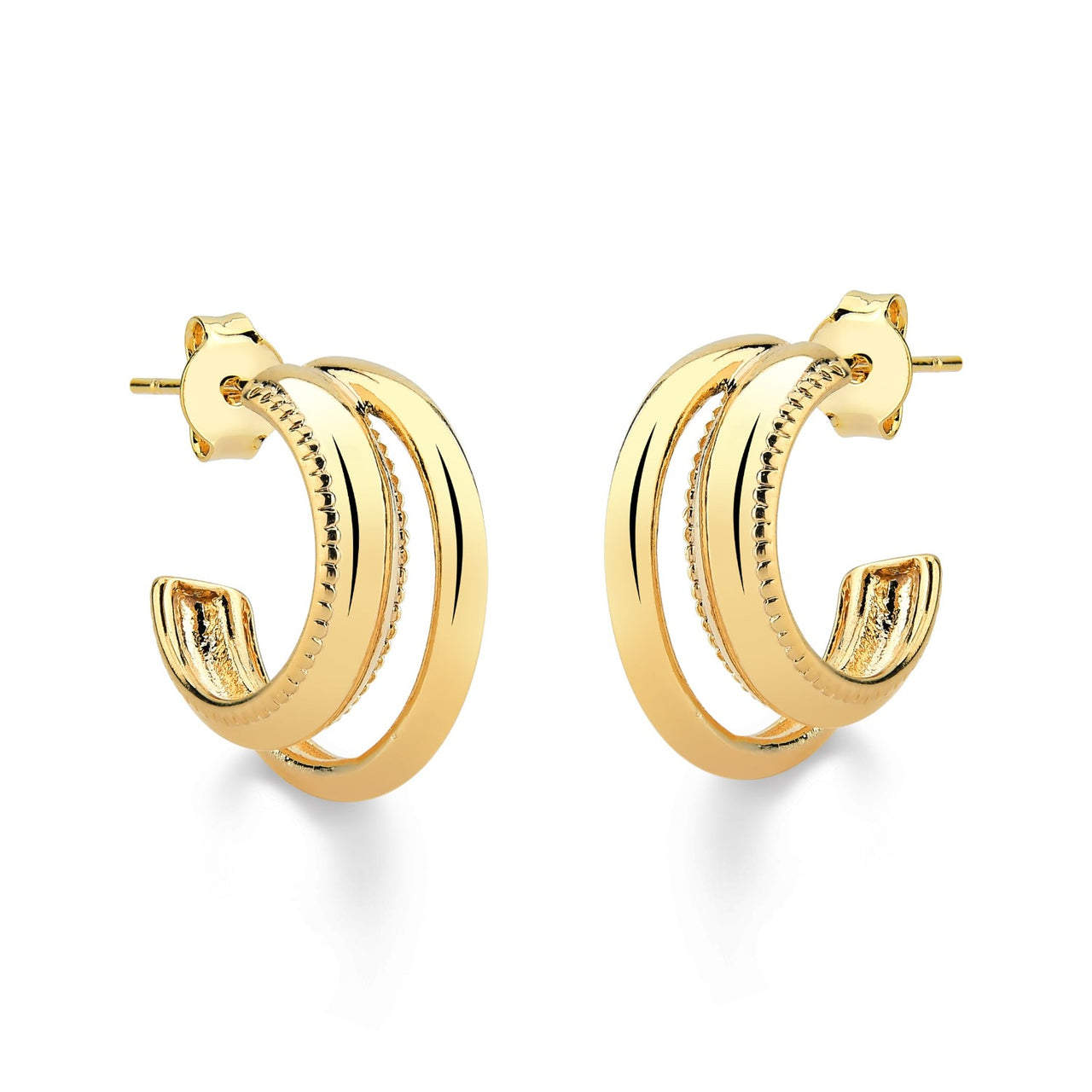 BRINCO DE ARGOLA DUPLA FOLHEADO A OURO 18K