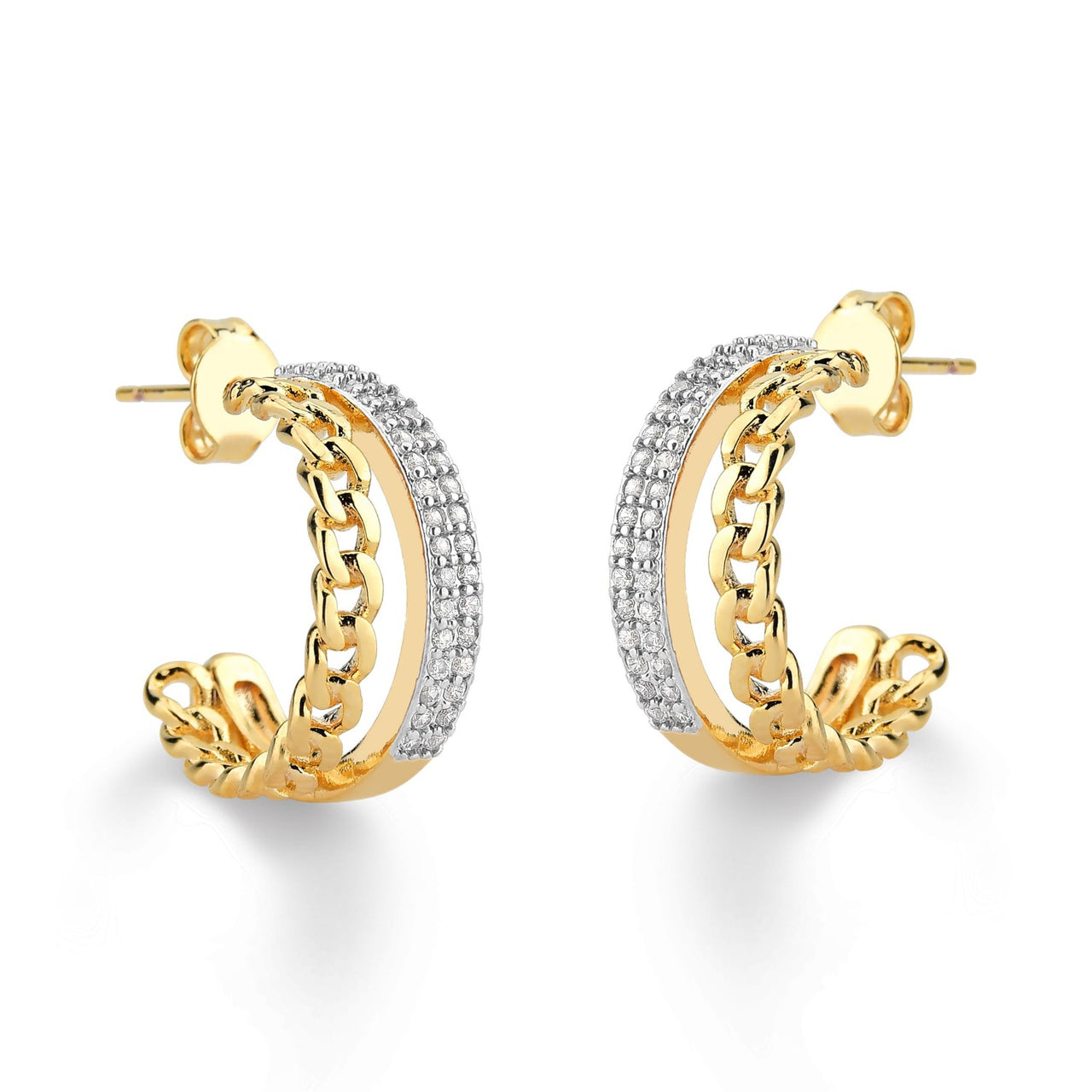BRINCO DE ARGOLA COM DETALHE EM RODIO FOLHEADO A OURO 18K