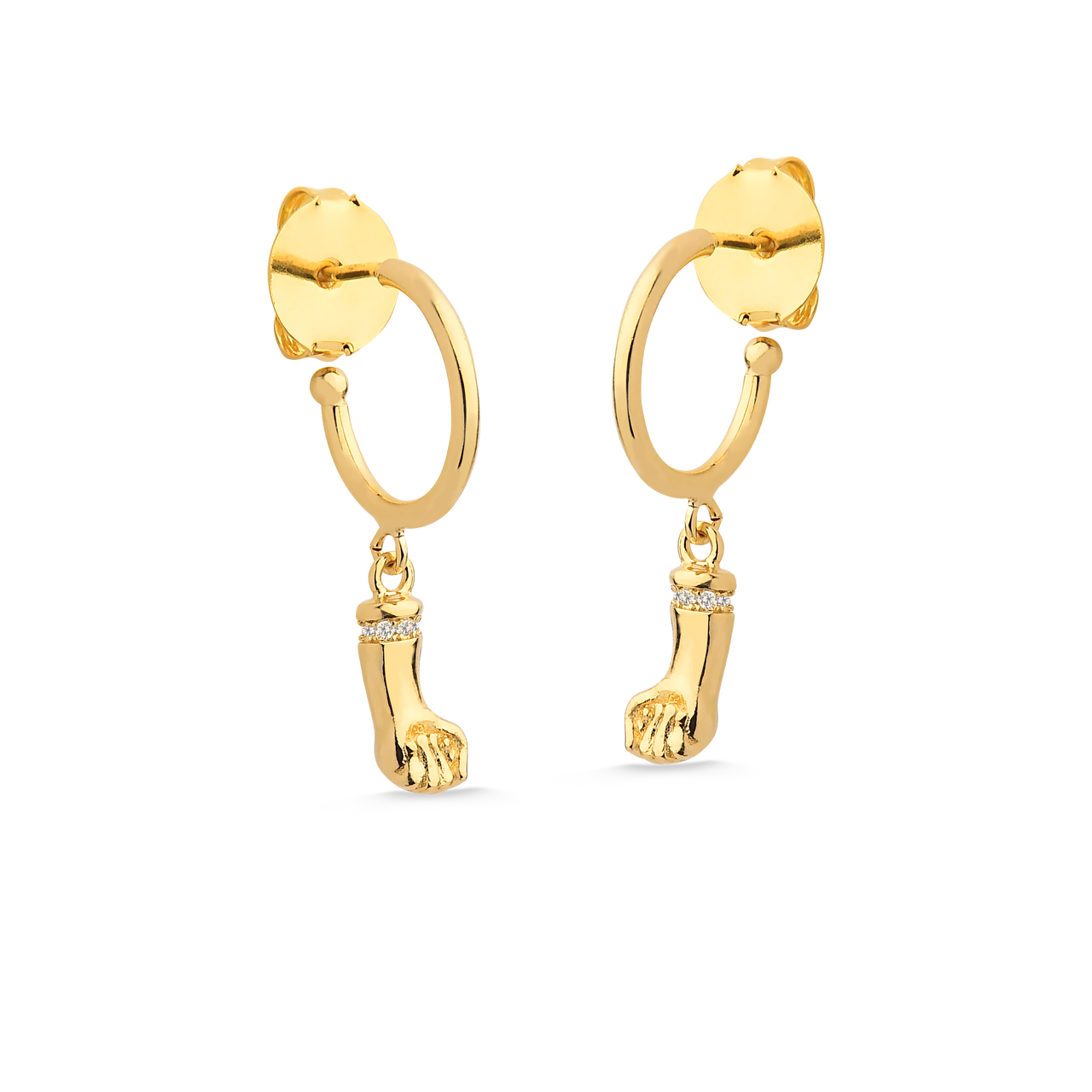 BRINCO DE ARGOLA COM FIGA CRAVEJADA DE ZIRCÔNIA