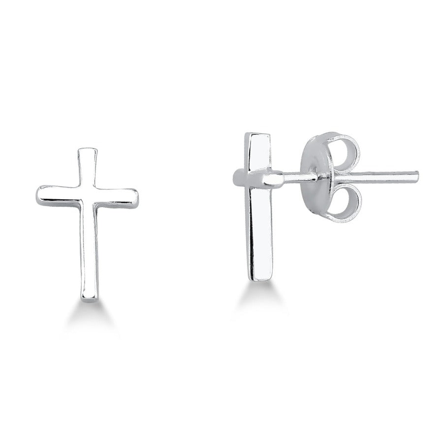 BRINCO CRUCIFIXO LISO EM PRATA