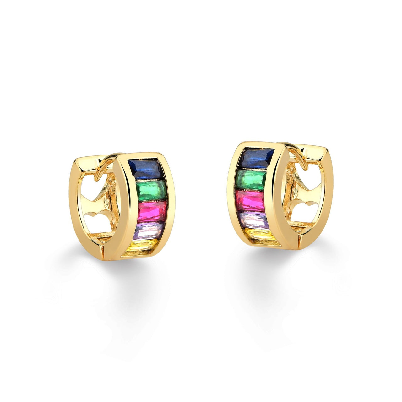 BRINCO DE ARGOLA COM ZIRCONIA COLORIDA TAMANHO P FOLHEADO A OURO 18K