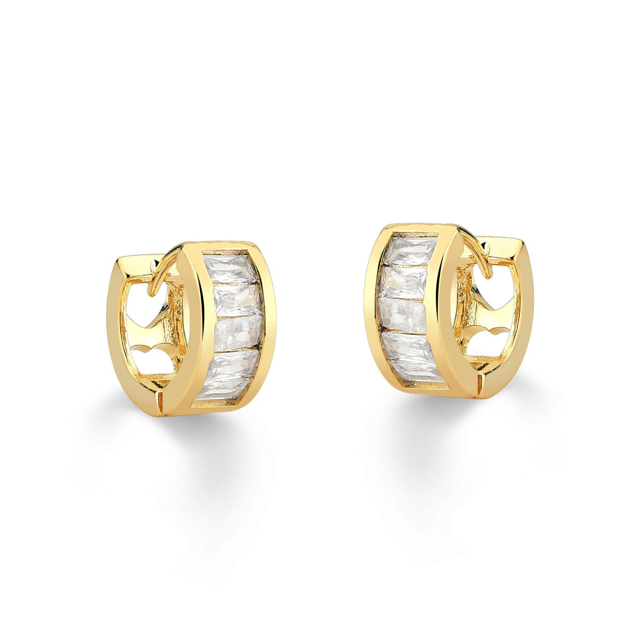 BRINCO DE ARGOLA COM ZIRCONIA CRISTAL TAMANHO P FOLHEADO A OURO 18K