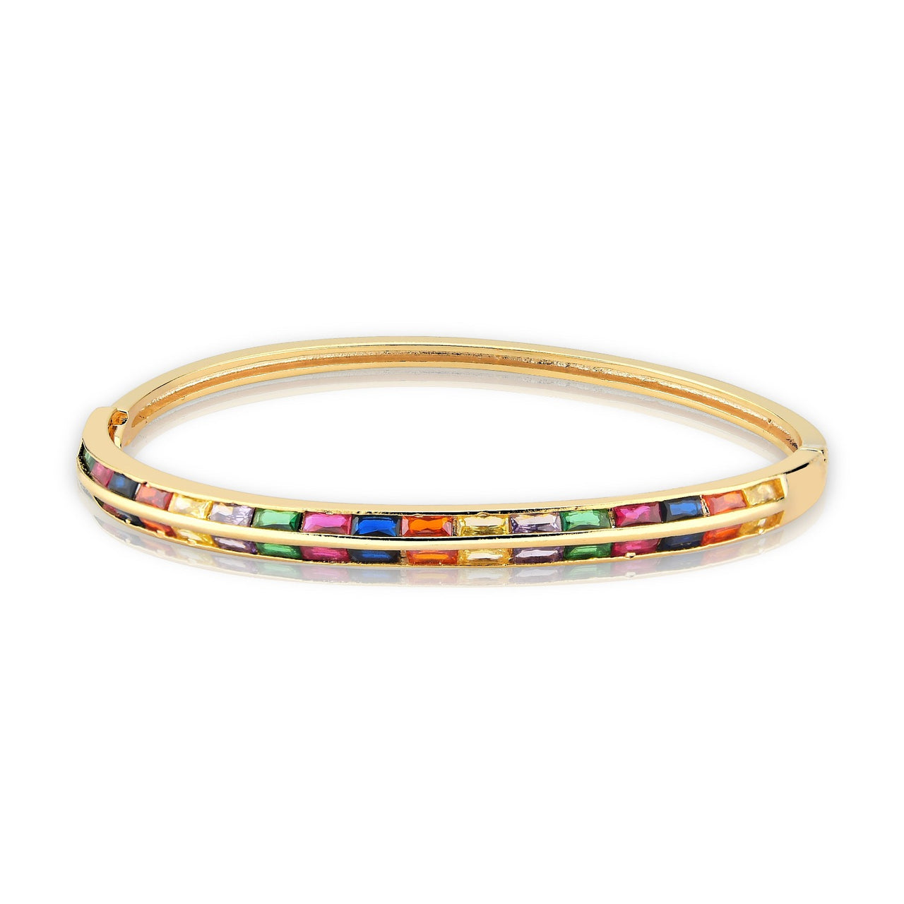 BRACELETE DE ZIRCONIAS COLORIDAS FOLHEADO A OURO 18K