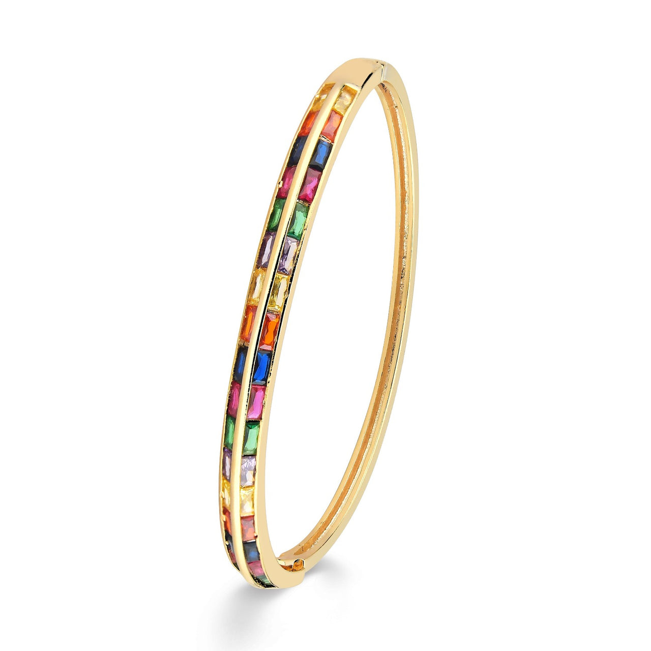 BRACELETE DE ZIRCONIAS COLORIDAS FOLHEADO A OURO 18K