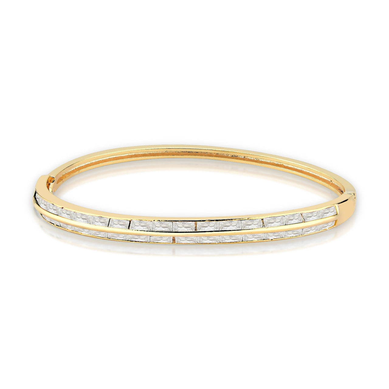 BRACELETE DE ZIRCONIAS CRISTAIS FOLHEADO A OURO 18K