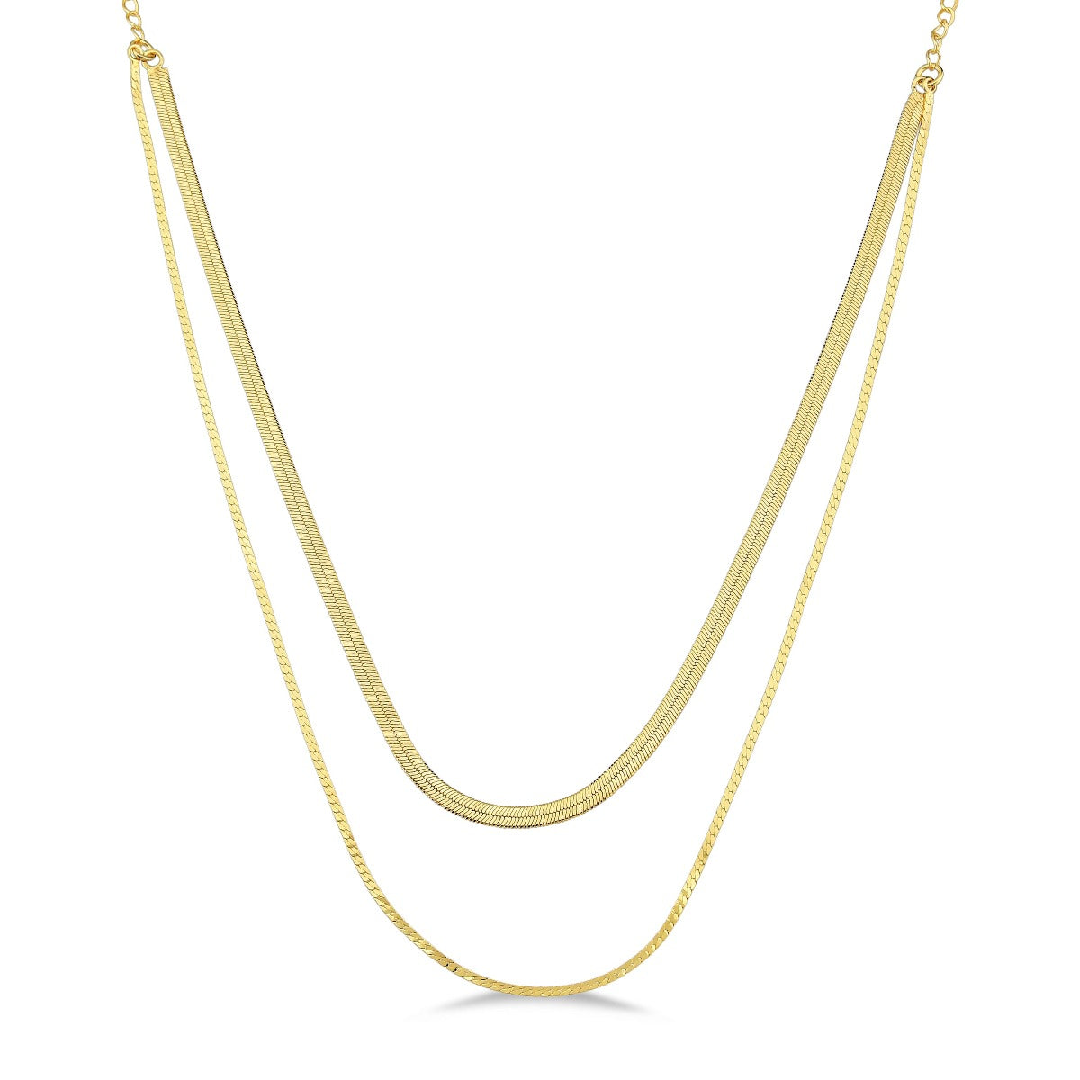 COLAR CHOKER DUPLO COM MALHA FITA LARGA E FINA FOLHEADO A OURO 18K
