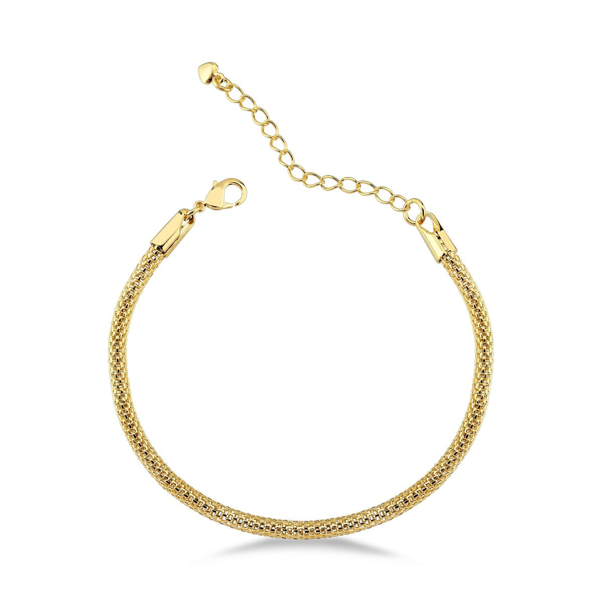 PULSEIRA MALHA TRAMA FOLHEADO A OURO 18K