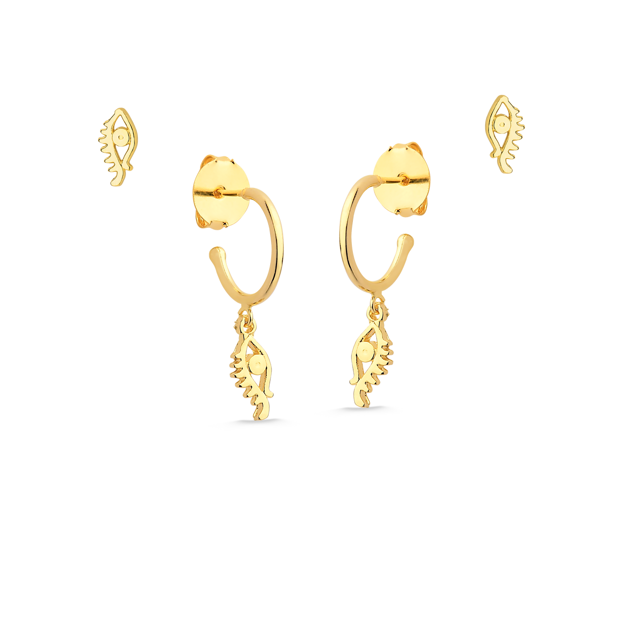 BRINCO DUPLO DE ARGOLA E SEGUNDO FURO FOLHEADO A OURO 18K