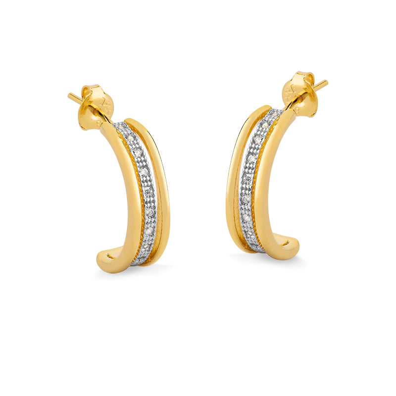 BRINCO CLASSICO DE ELOS CRAVEJADO DE ZIRCÔNIAS FOLHEADO A OURO 18K