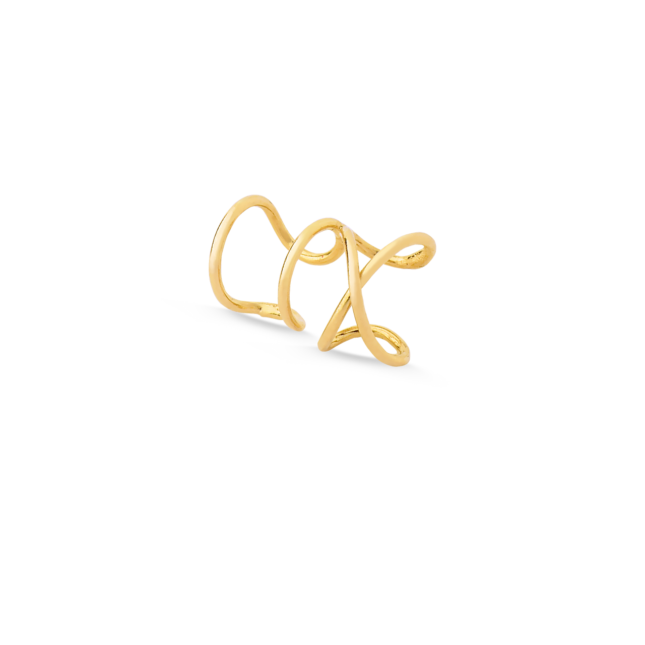 PIERCING DE PRESSÃO PARA ORELHA LINHAS FOLHEADO A OURO 18K