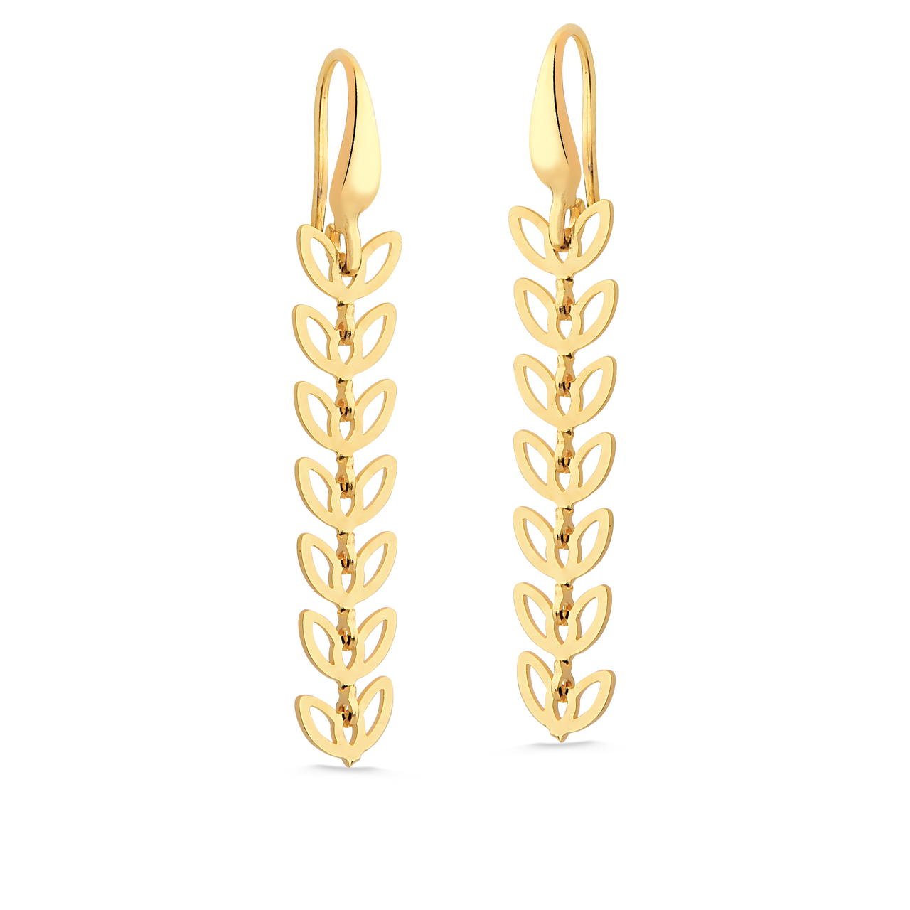 BRINCO FOLHAS LONGO FOLHEADO A OURO 18K