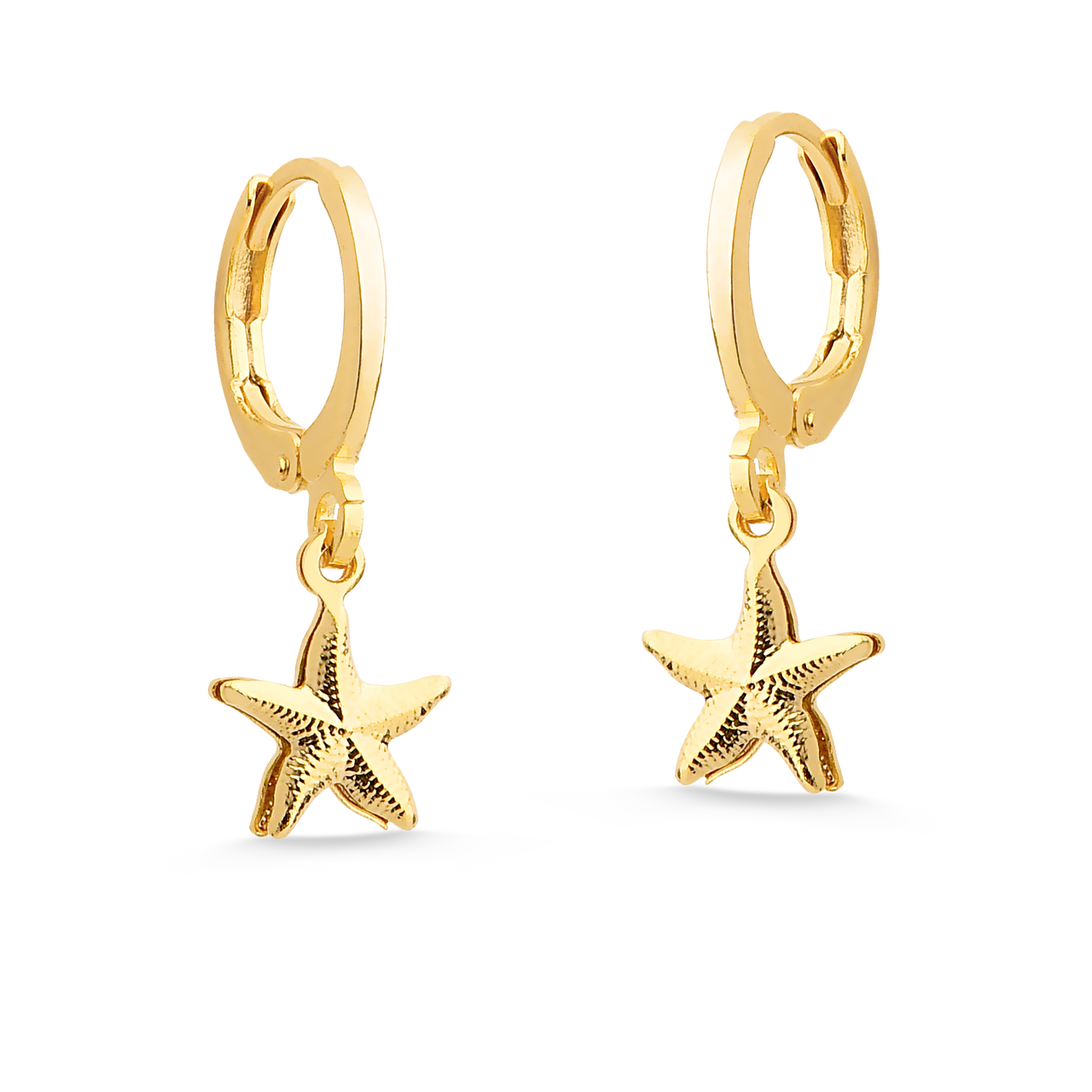 BRINCO DE ARGOLA FECHADA MINI ESTRELA DO MAR FOLHEADO A OURO 18K