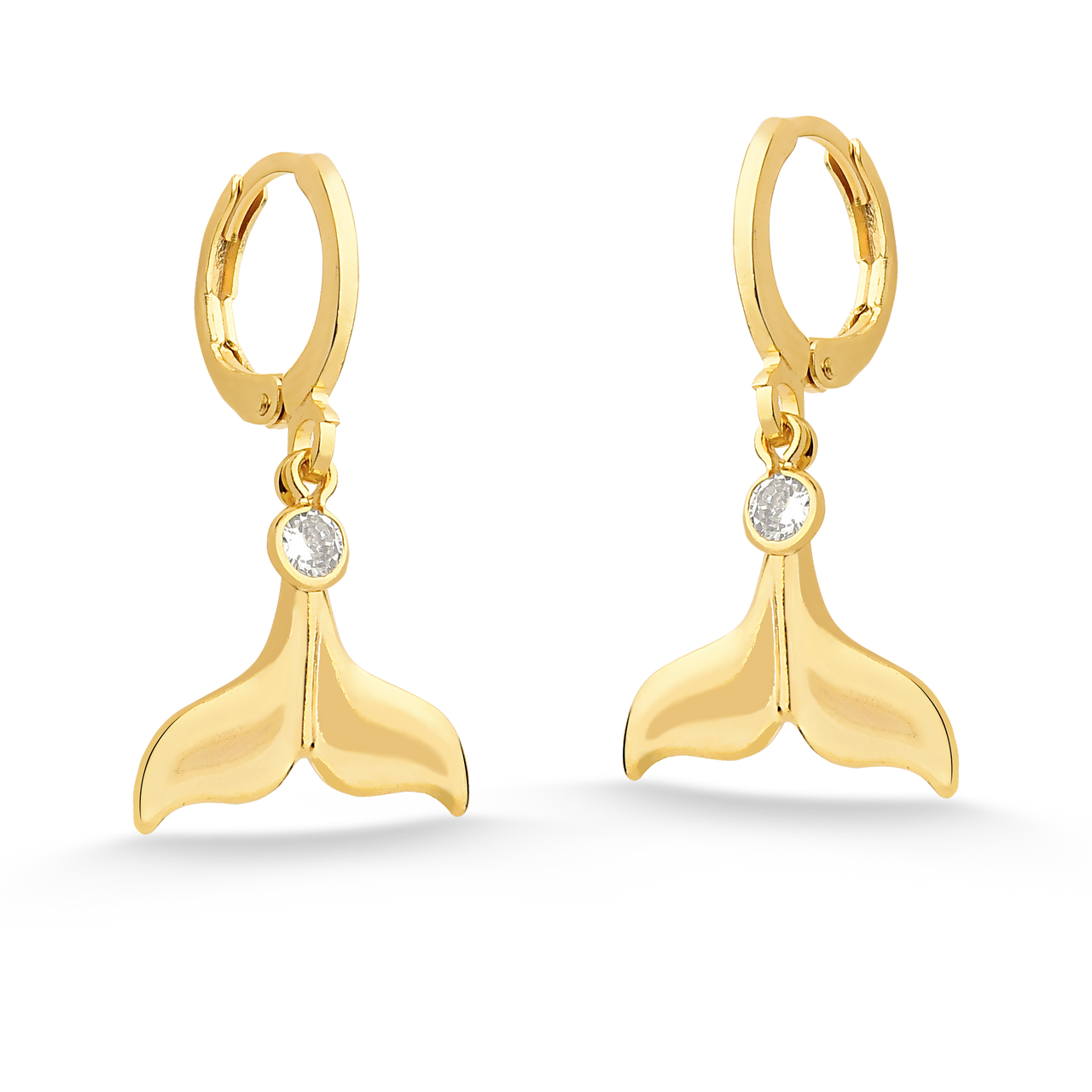 BRINCO DE ARGOLA FECHADA COM RABO DA SEREIA FOLHEADO A OURO 18K