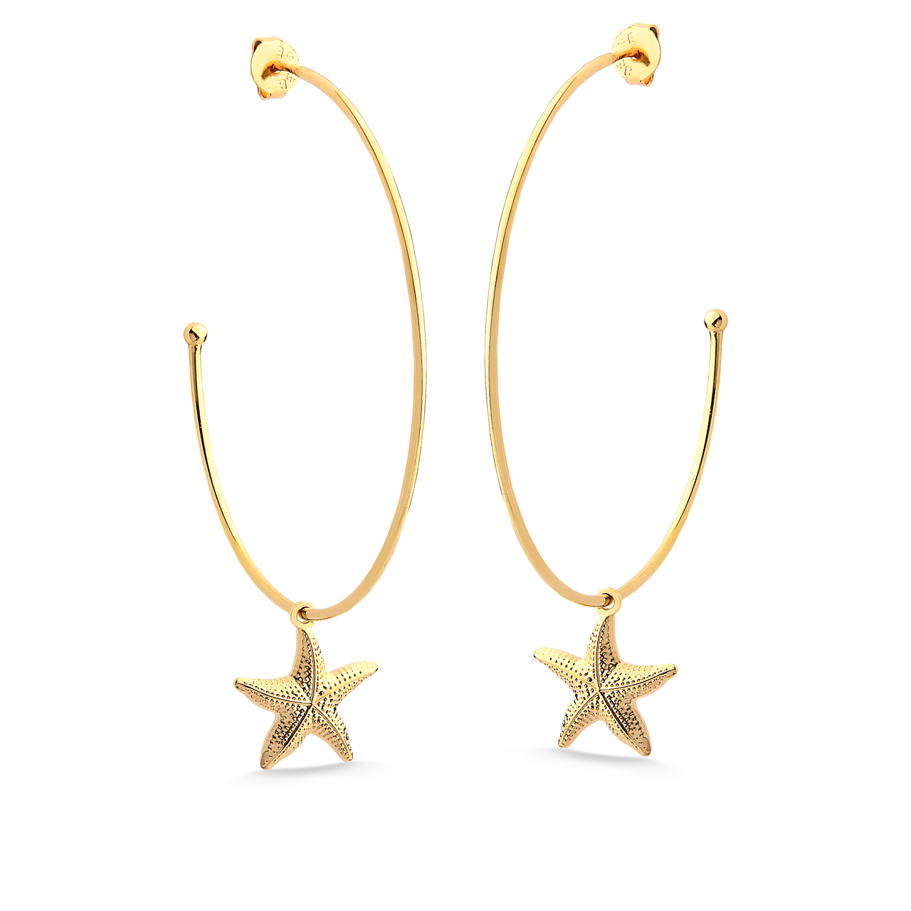 BRINCO DE ARGOLA MÉDIA ESTRELA DO MAR FOLHEADO A OURO 18K