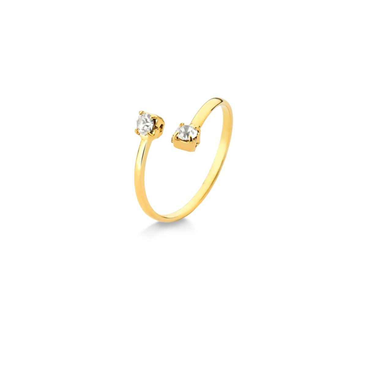 ANEL FALANGE DUAS PEDRAS FOLHEADO A OURO 18K