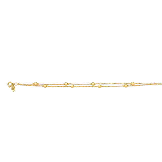 PULSEIRA DUPLA DE BOLAS FOLHEADA A OURO 18K