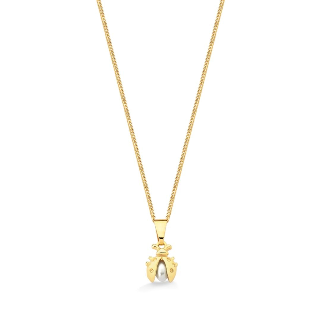 COLAR INFANTIL JOANINHA COM PEROLA FOLHEADO A OURO 18K