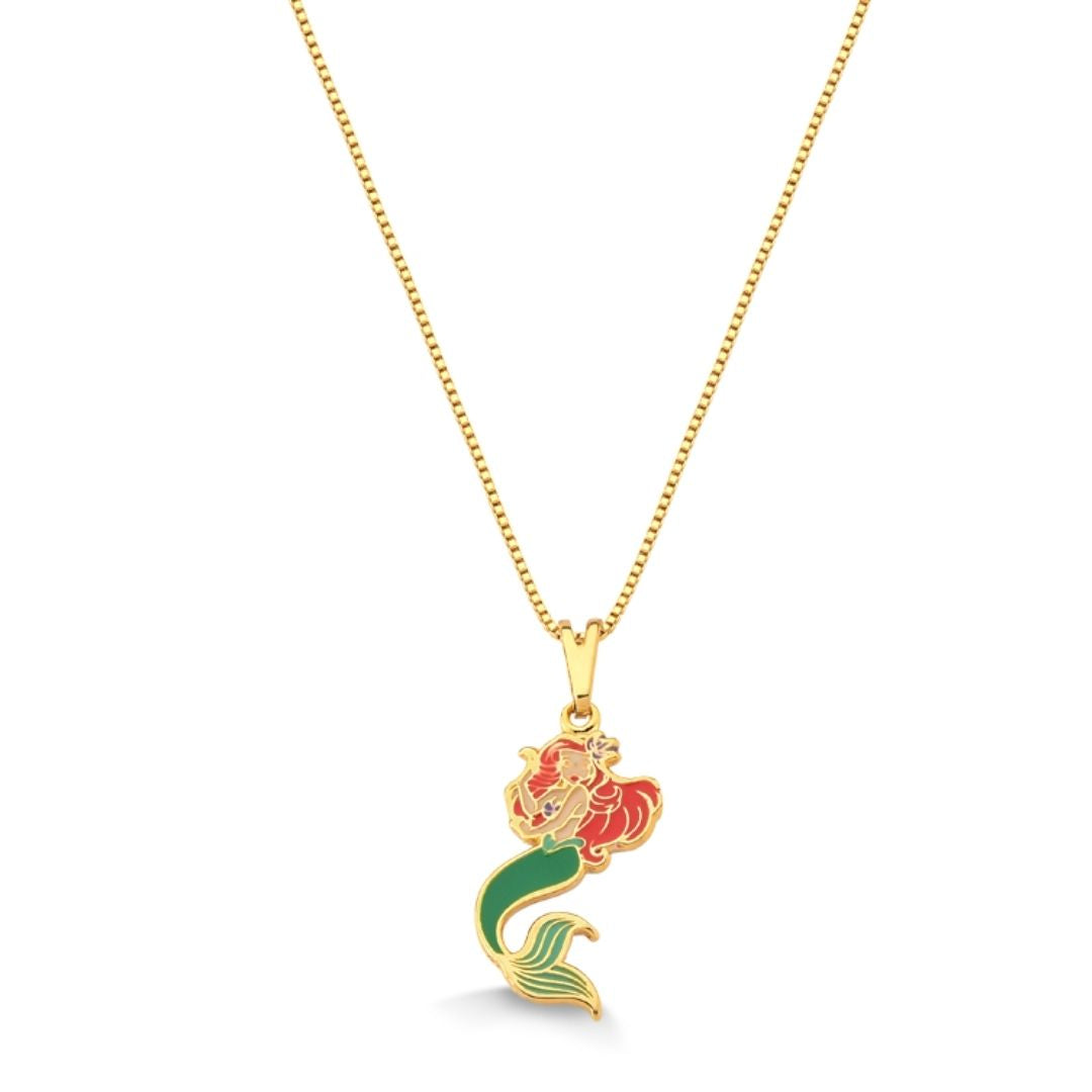 COLAR INFANTIL PINGENTE ARIEL RESINADA FOLHEADO A OURO 18K