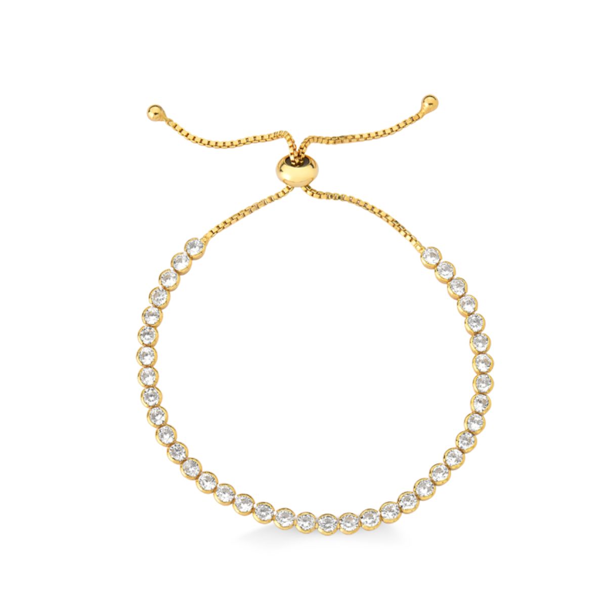 PULSEIRA AJUSTAVEL DE ZIRCONIAS FOLHEADO A OURO 18K