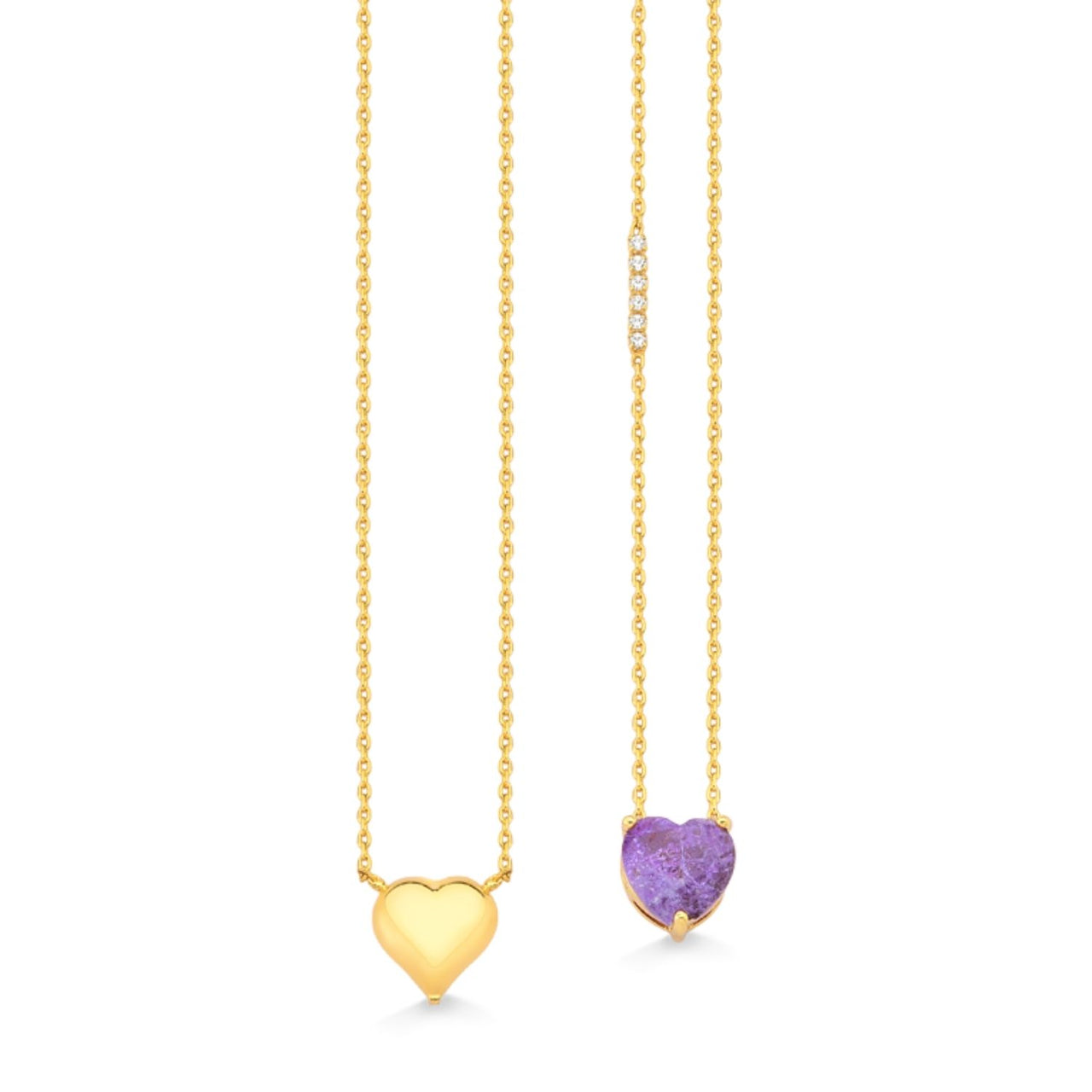 ESCAPULARIO CORAÇÃO DE PEDRA VIOLETA FOLHEADO A OURO 18K