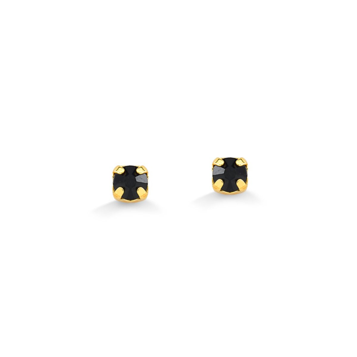BRINCO MINI PEDRA PRETA FOLHEADO A OURO 18K