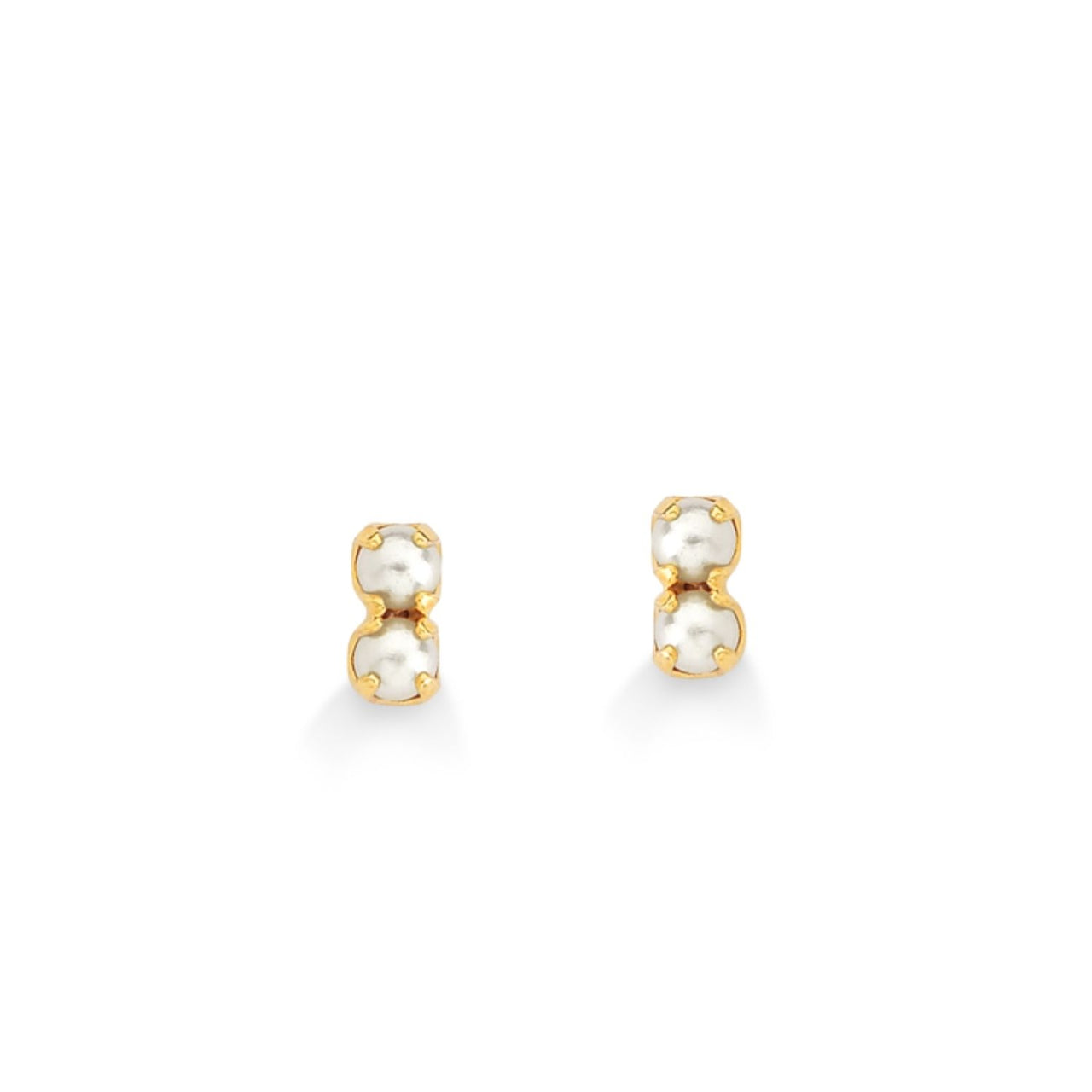 BRINCO MINI DE PEROLAS DUPLO FOLHEADO A OURO 18K