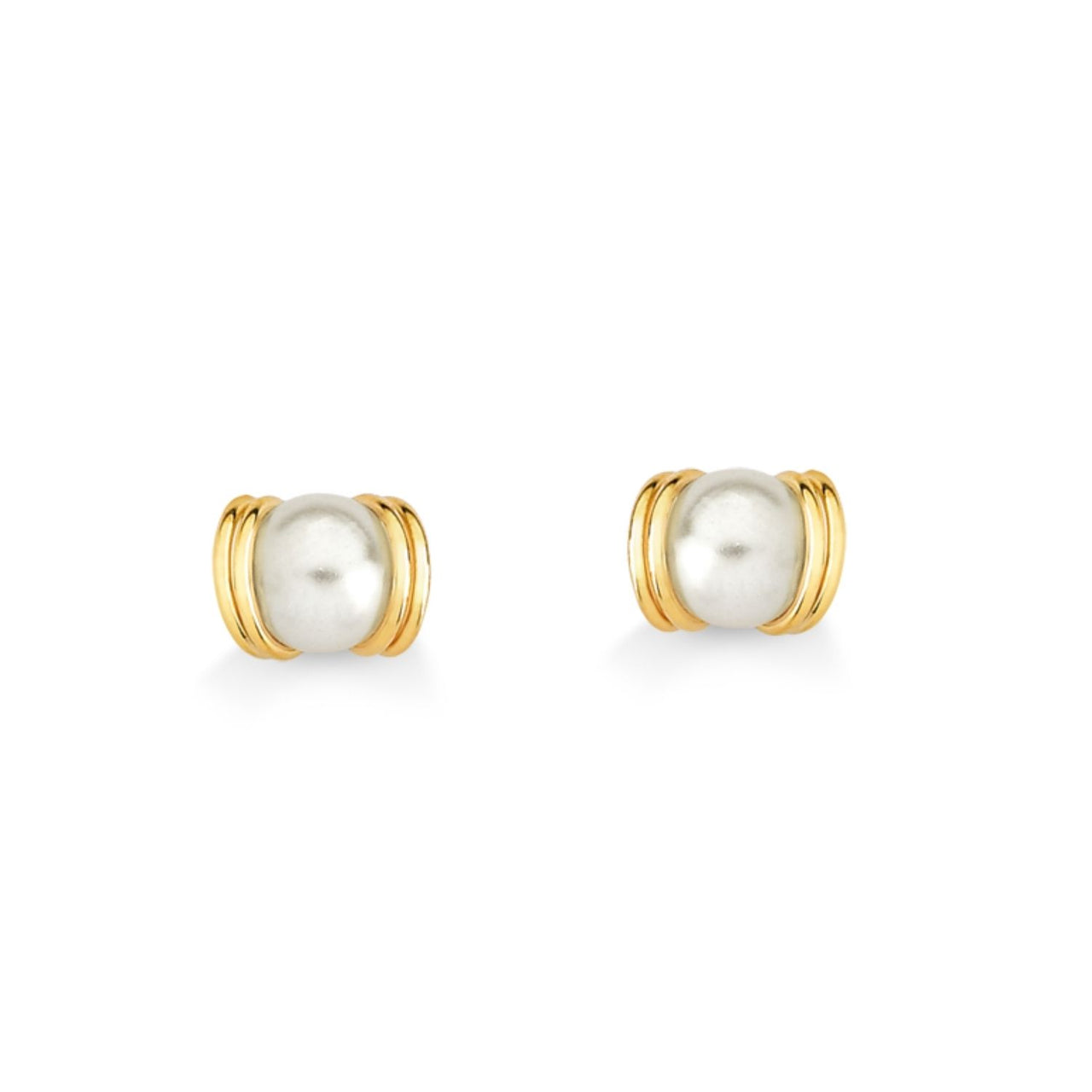 BRINCO PÉROLA COM FILETE FOLHEADO A OURO 18K