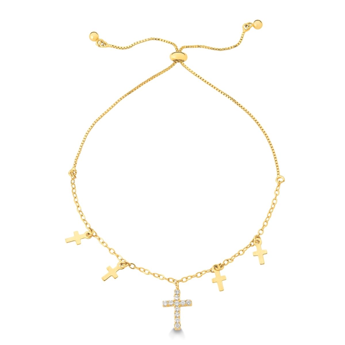 PULSEIRA COM VARIOS CRUCIFIXOS FOLHEADO A OURO 18K