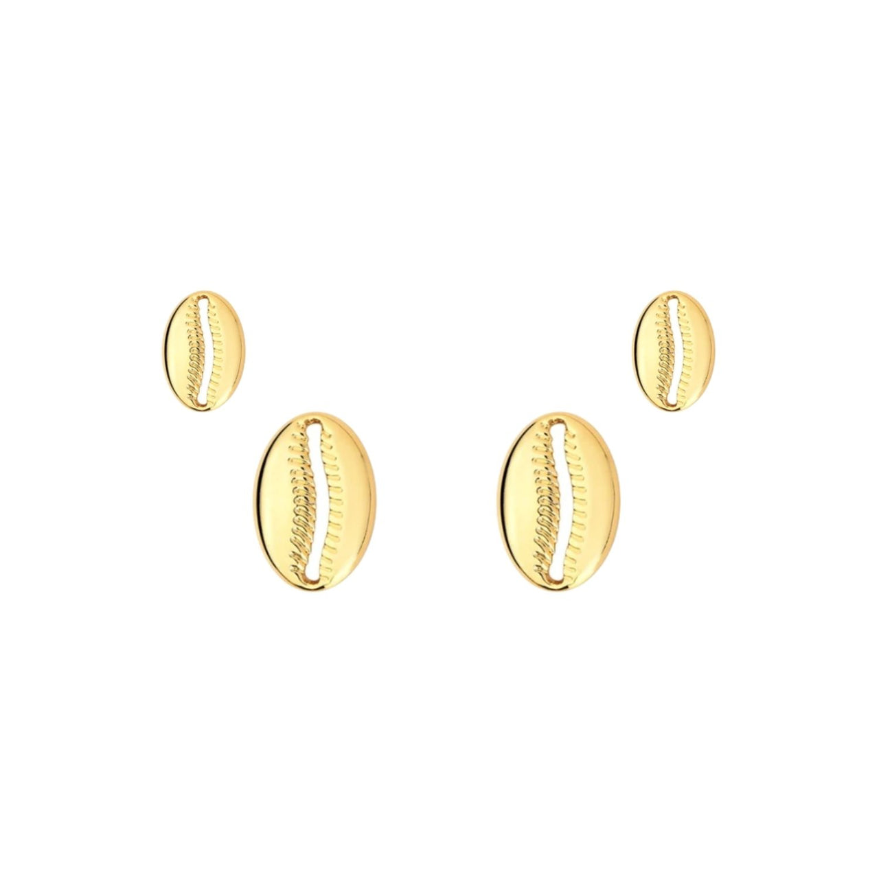 DUPLA DE BRINCOS DE BUZIOS FOLHEADO A OURO 18K