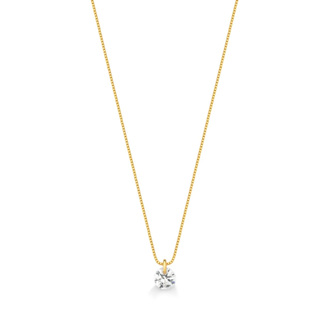 COLAR PONTO DE LUZ DE ZIRCONIA FOLHEADO A OURO 18K