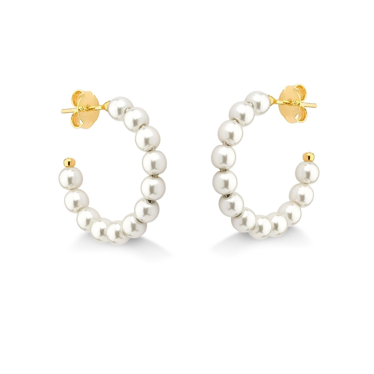 BRINCO DE ARGOLA DE PEROLA GRANDE FOLHEADA A OURO 18K