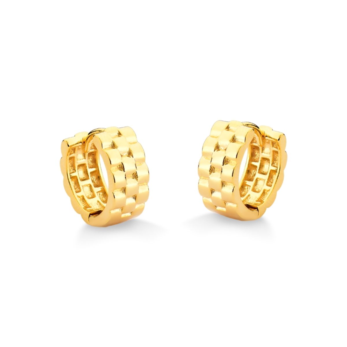 BRINCO DE ARGOLA EM CLICK TRABALHADA FOLHEADO A OURO 18K