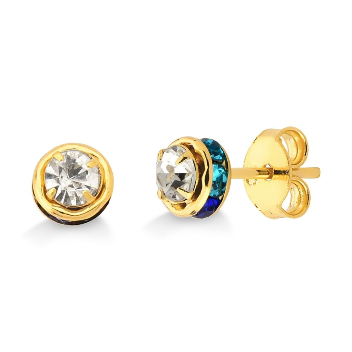 BRINCO MULTICOLORIDO NAS LATERAIS E ZIRCONIA FOLHEADO A OURO 18K