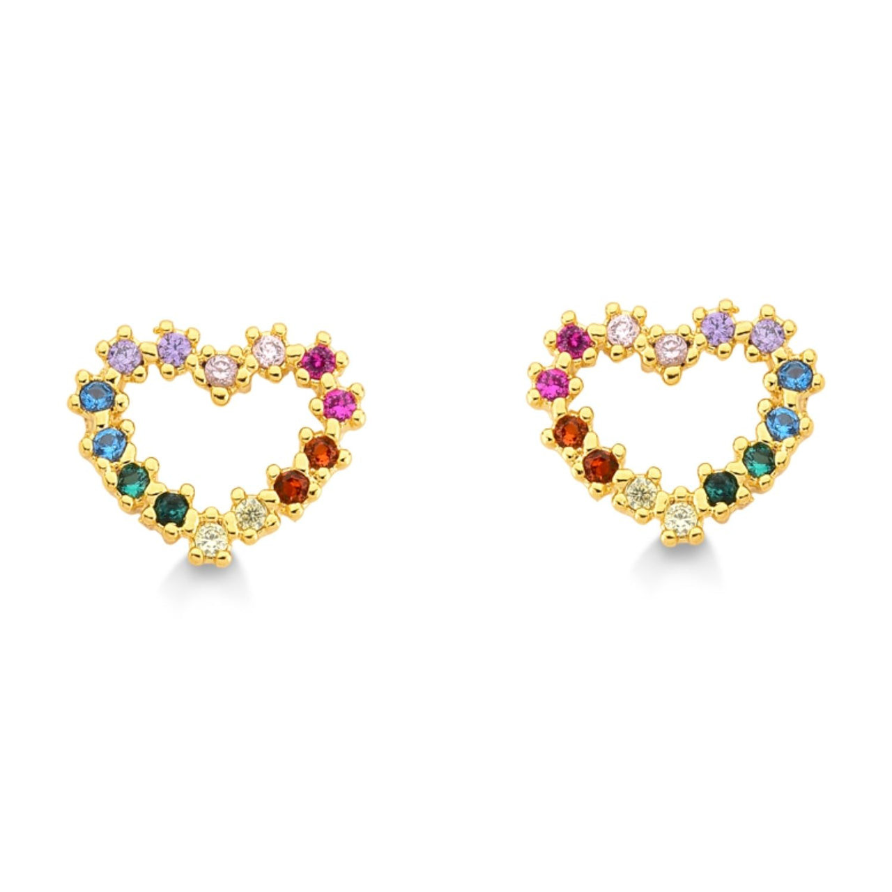BRINCO DE CORAÇÃO CRAVEJADO DE ZIRCONIA FOLHEADO A OURO 18K