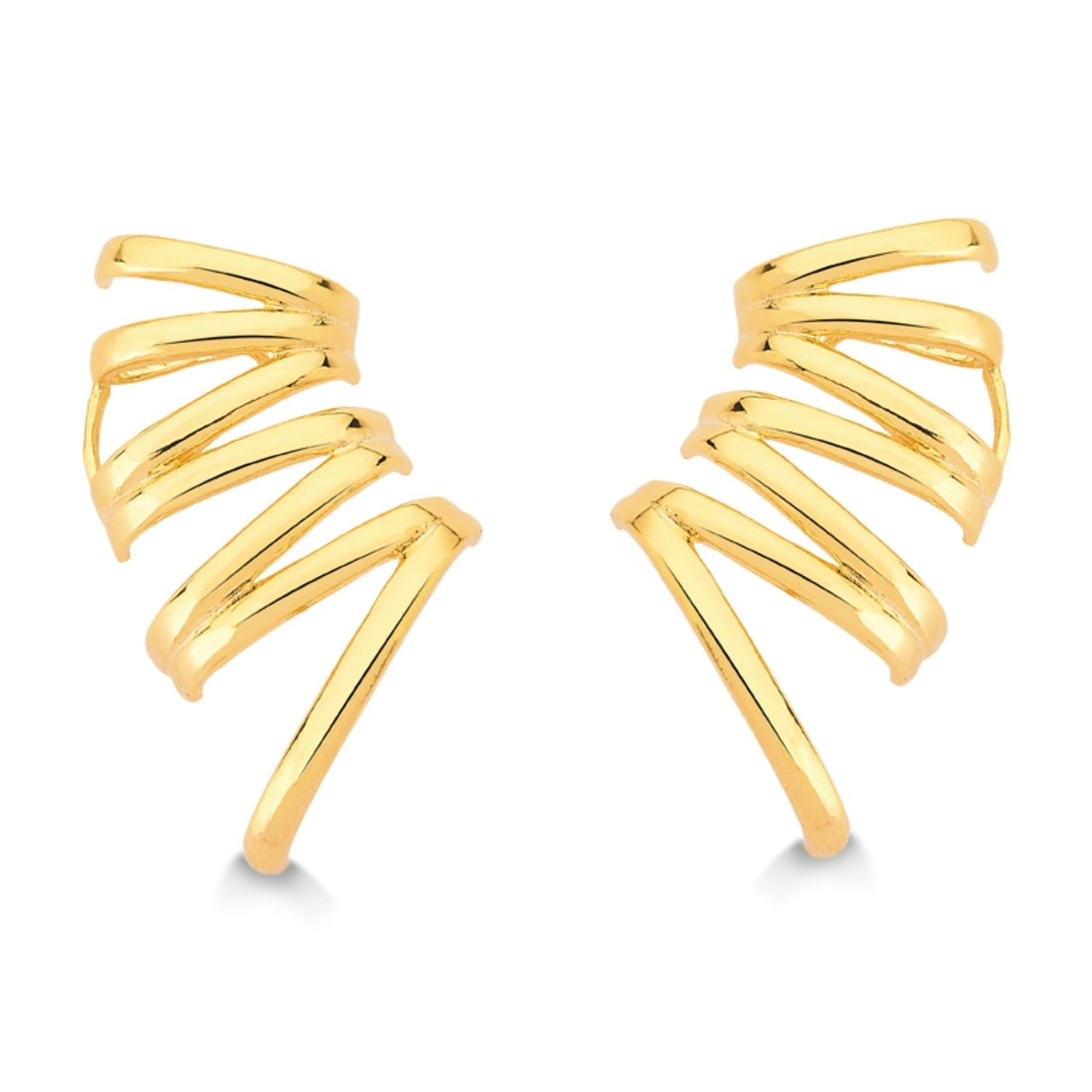 BRINCO EAR HOOK EM LINHAS FOLHEADO A OURO 18K